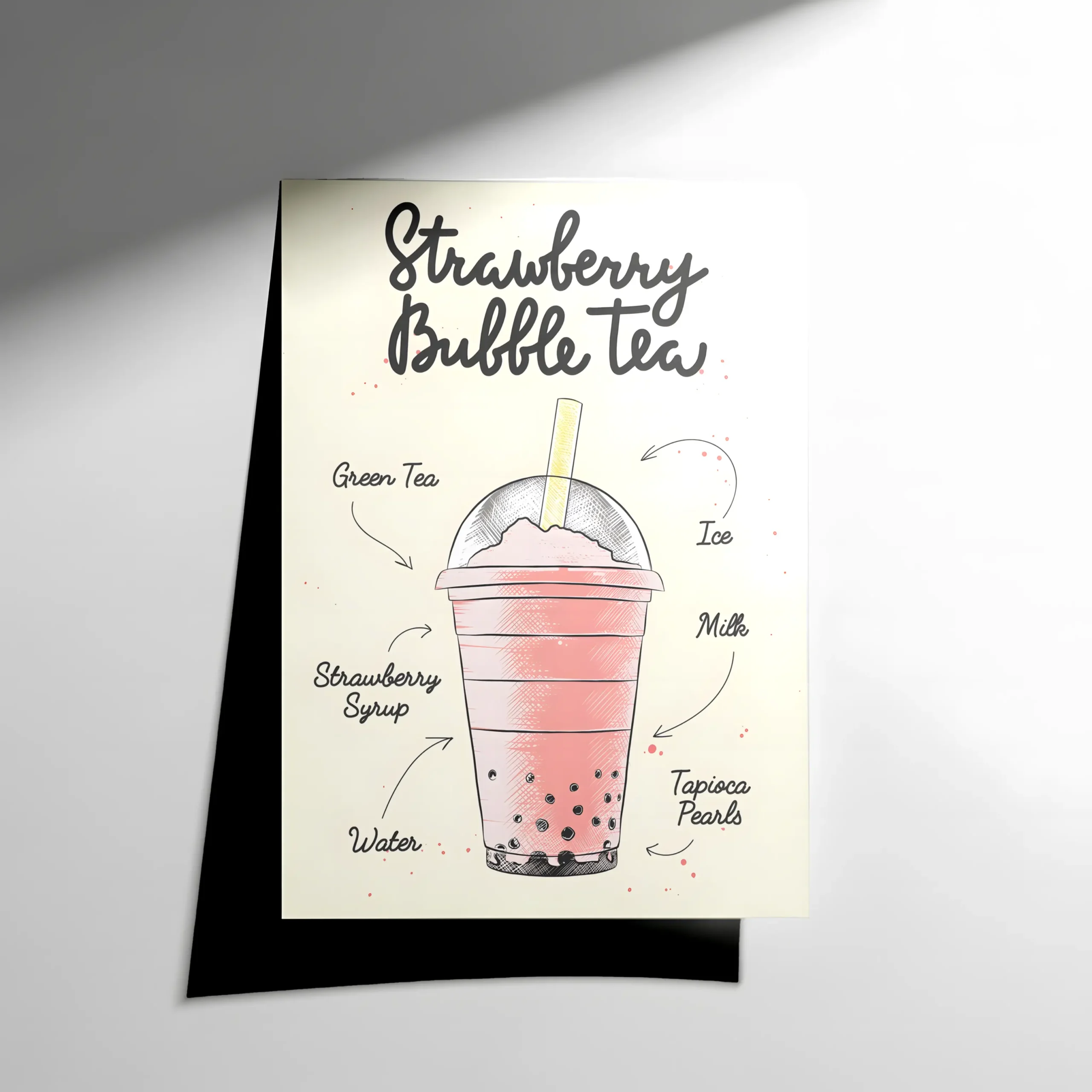 10085 Strawberry Bubble Tea Poster - Görsel 1