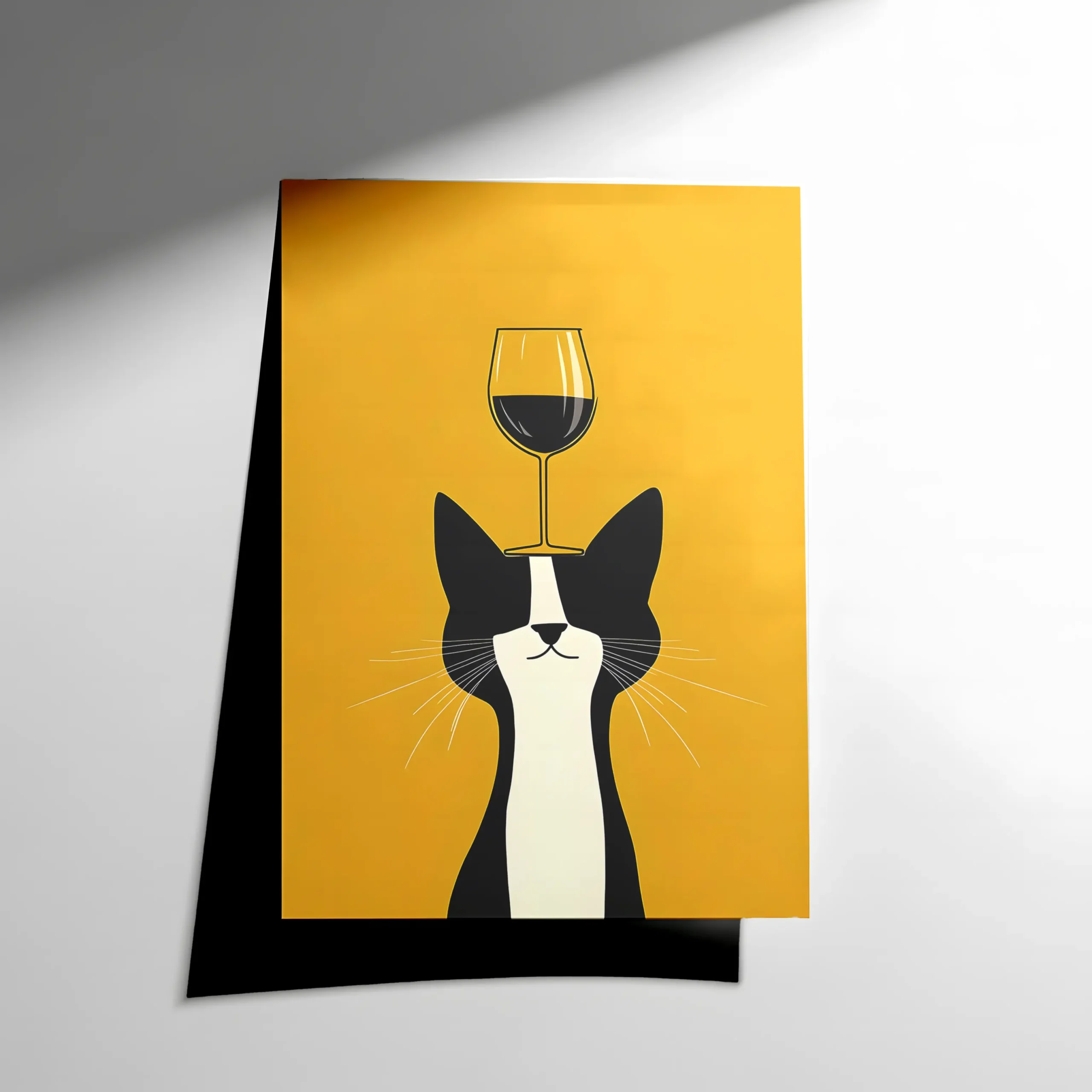 10137 Cat & Wine Poster - Görsel 1