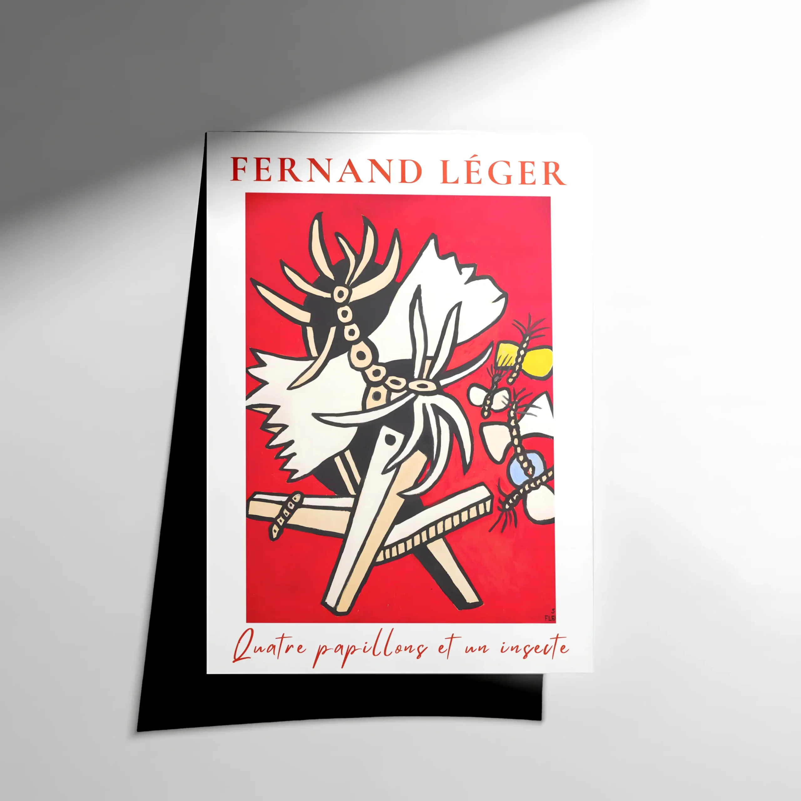 10253 Fernand Léger – Duatre Papillons et Un Insecte Poster - Görsel 1