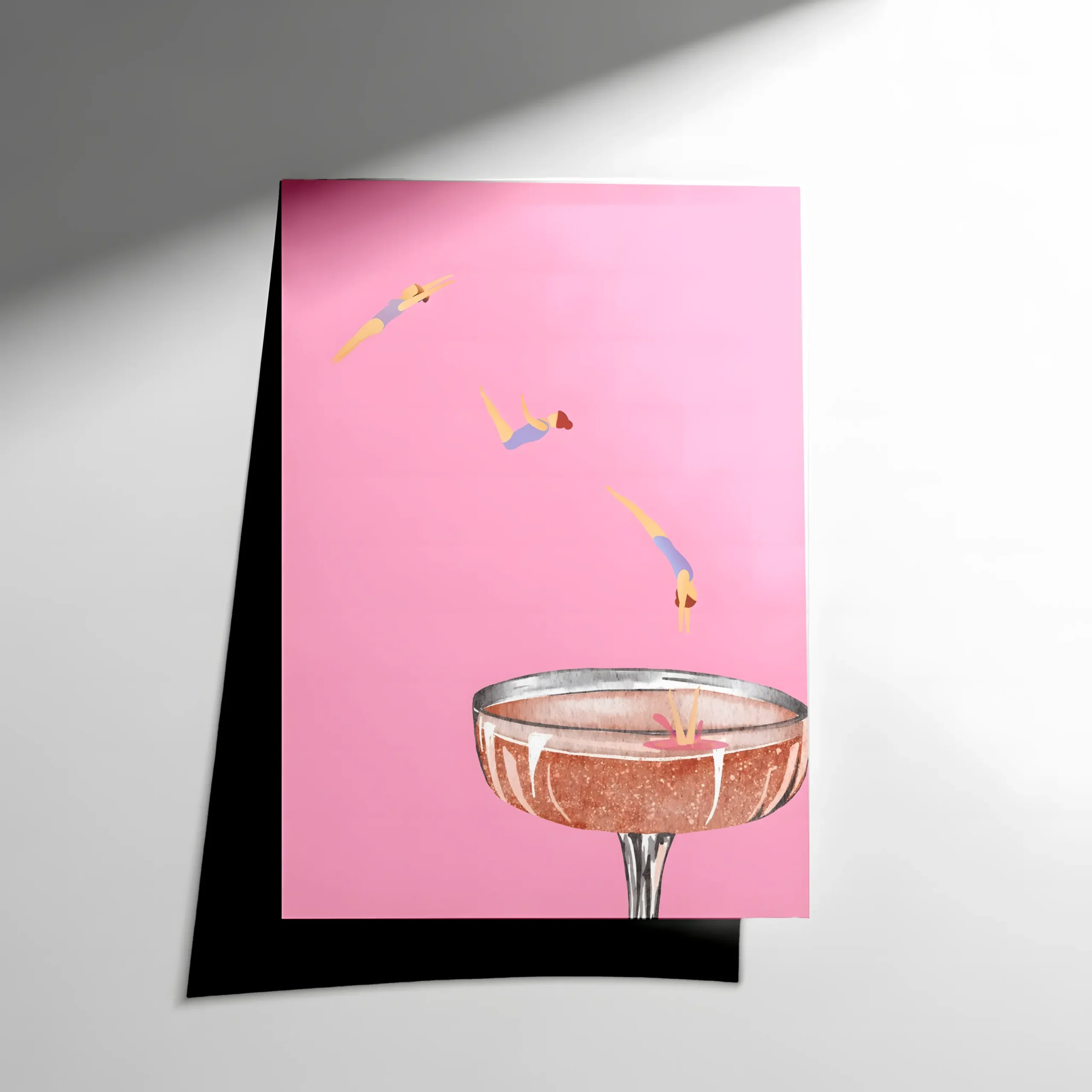 10279 Diving into Champagne Coupe Glass Poster - Görsel 1