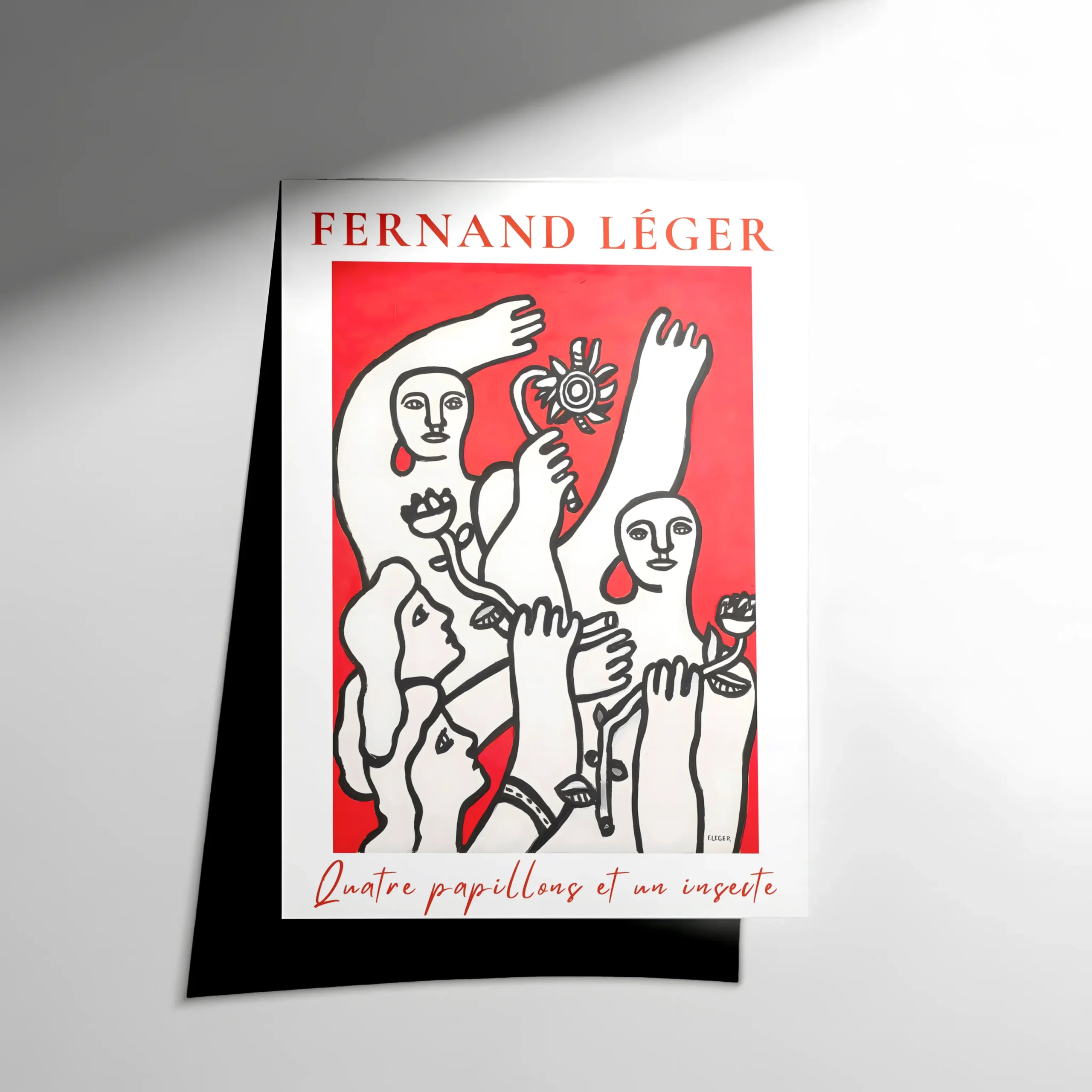 10280 Fernand Léger – Duatre Papillons et Un Insecte Poster - Görsel 1