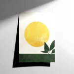Sarı ve Yeşil Minimal Soyut Manzara Poster
