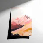 Soyut Pembe Dağ Manzarası Poster