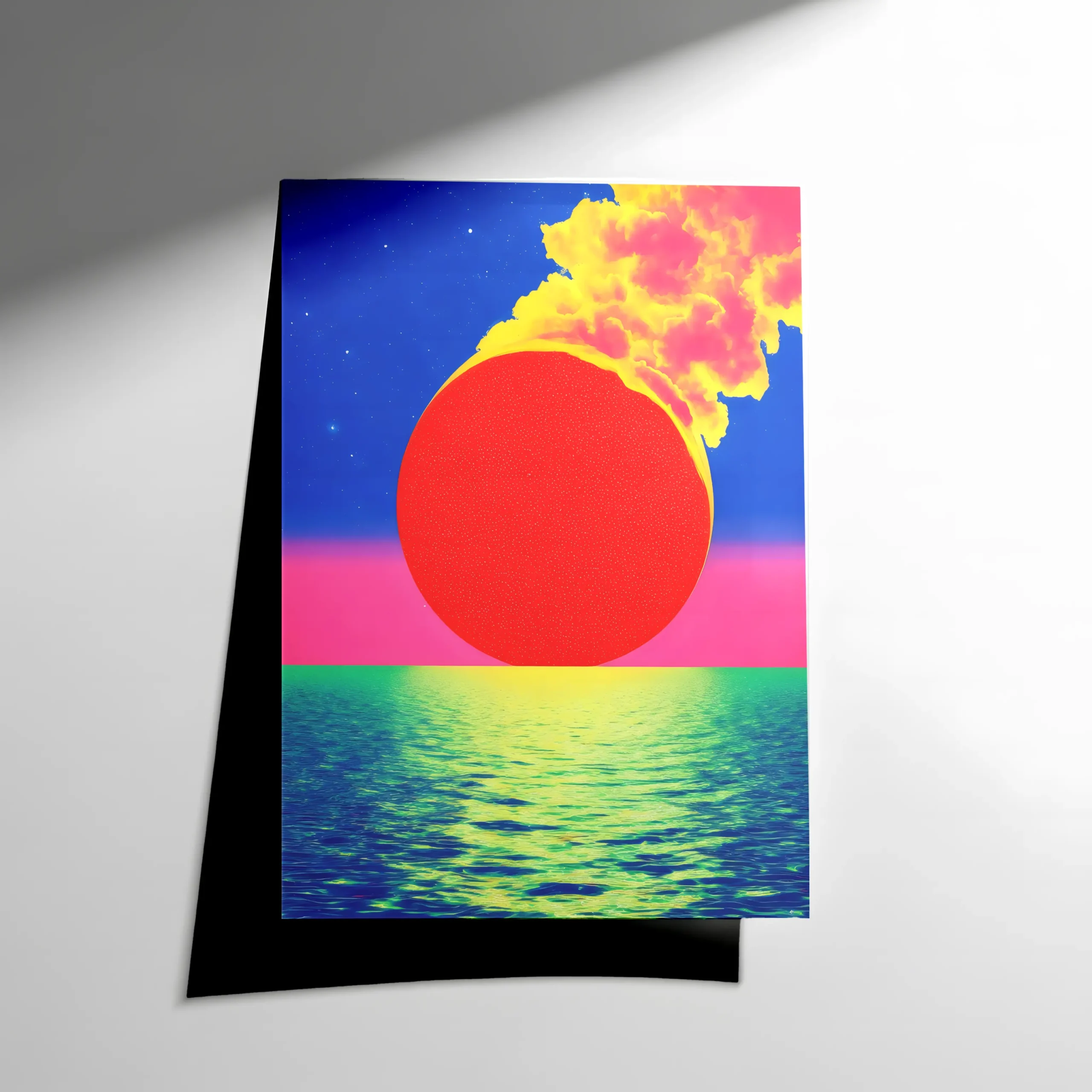 10410 Retro-Fütüristik Neon Gün Batımı Poster - Görsel 1