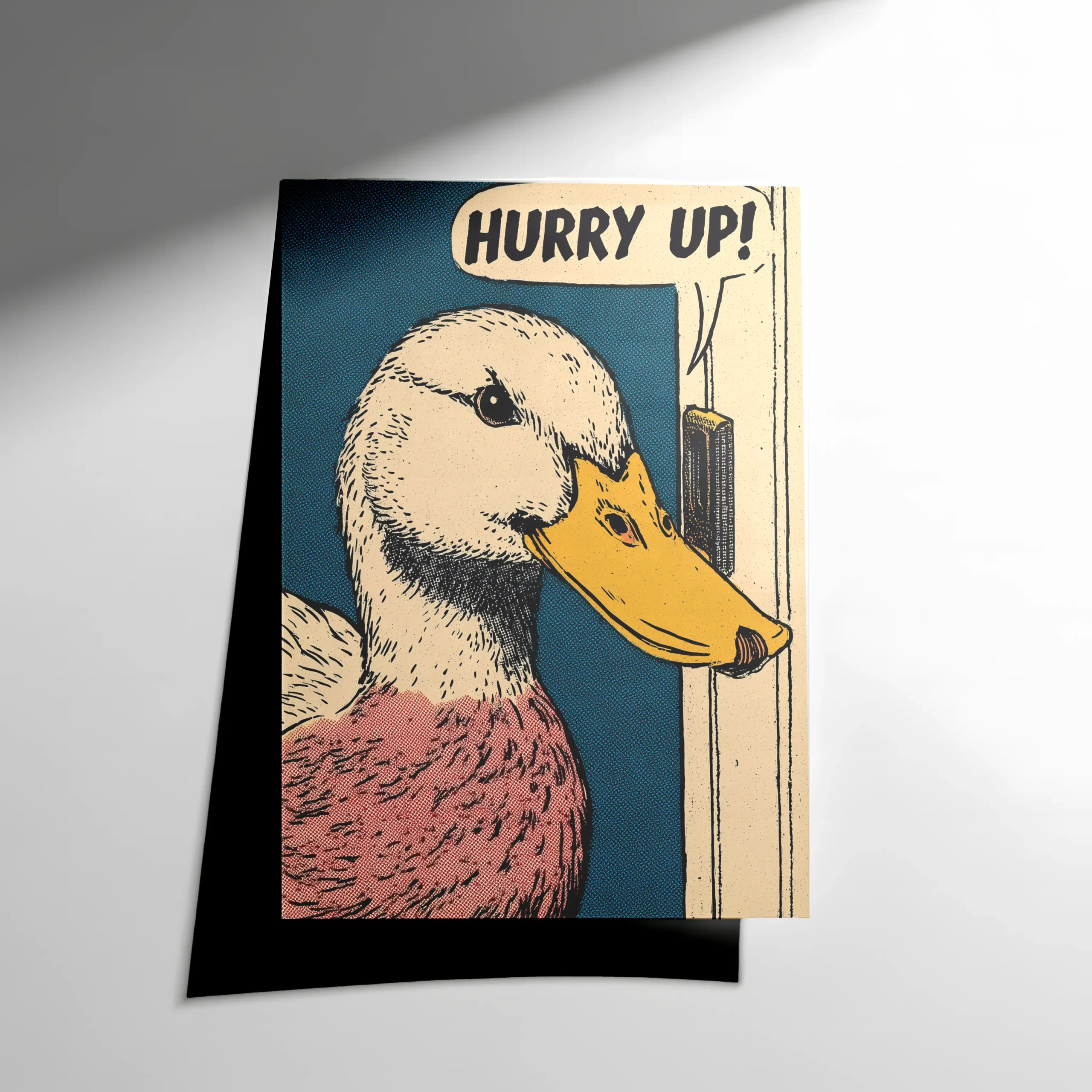 10413 “Acele Et!” Ördek Pop Art Poster - Görsel 1