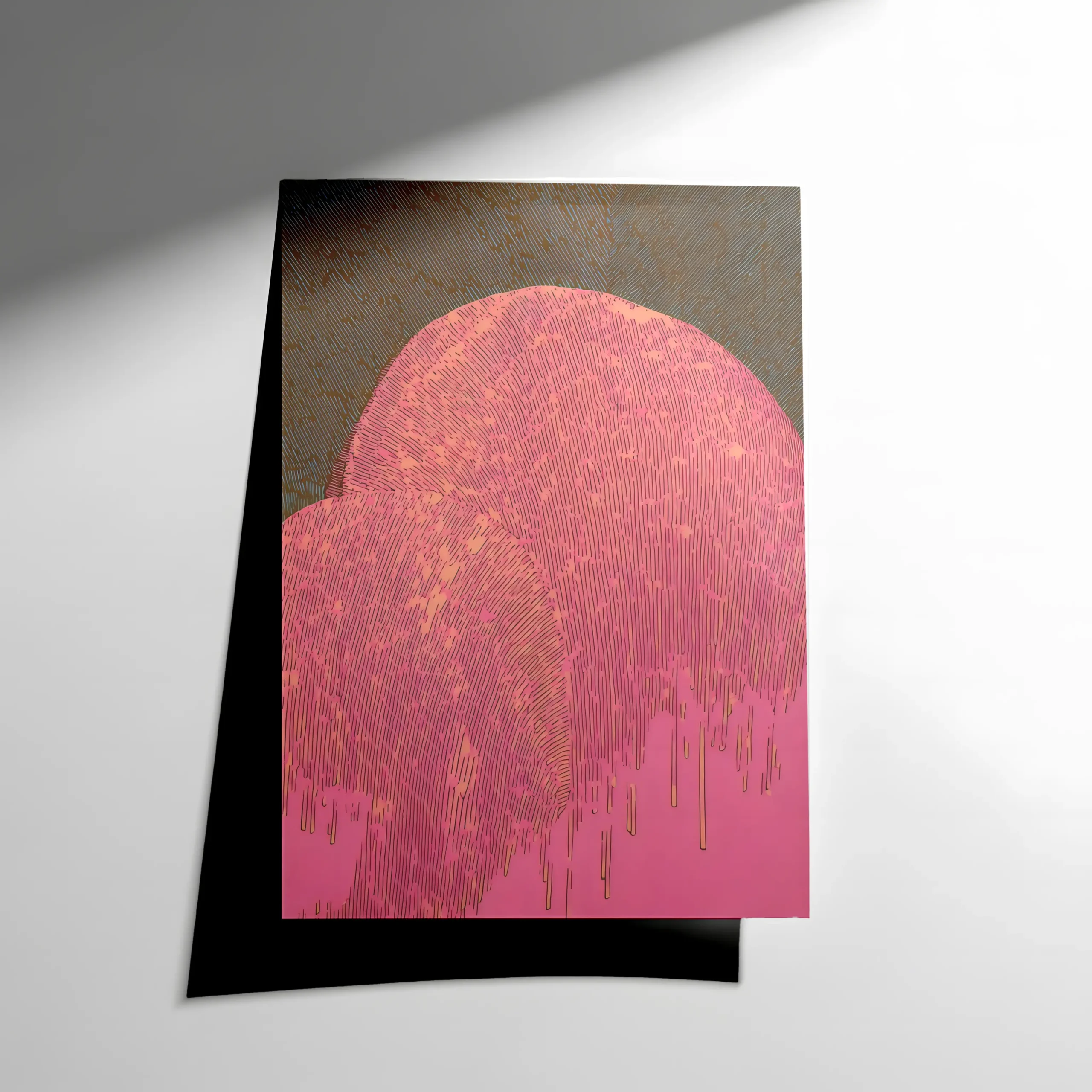 10420 Soyut Pembe Dağ Zirveleri Poster - Görsel 1
