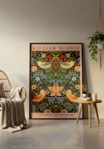 William Morris Strawberry Thief Pattern Poster - Görsel 3
