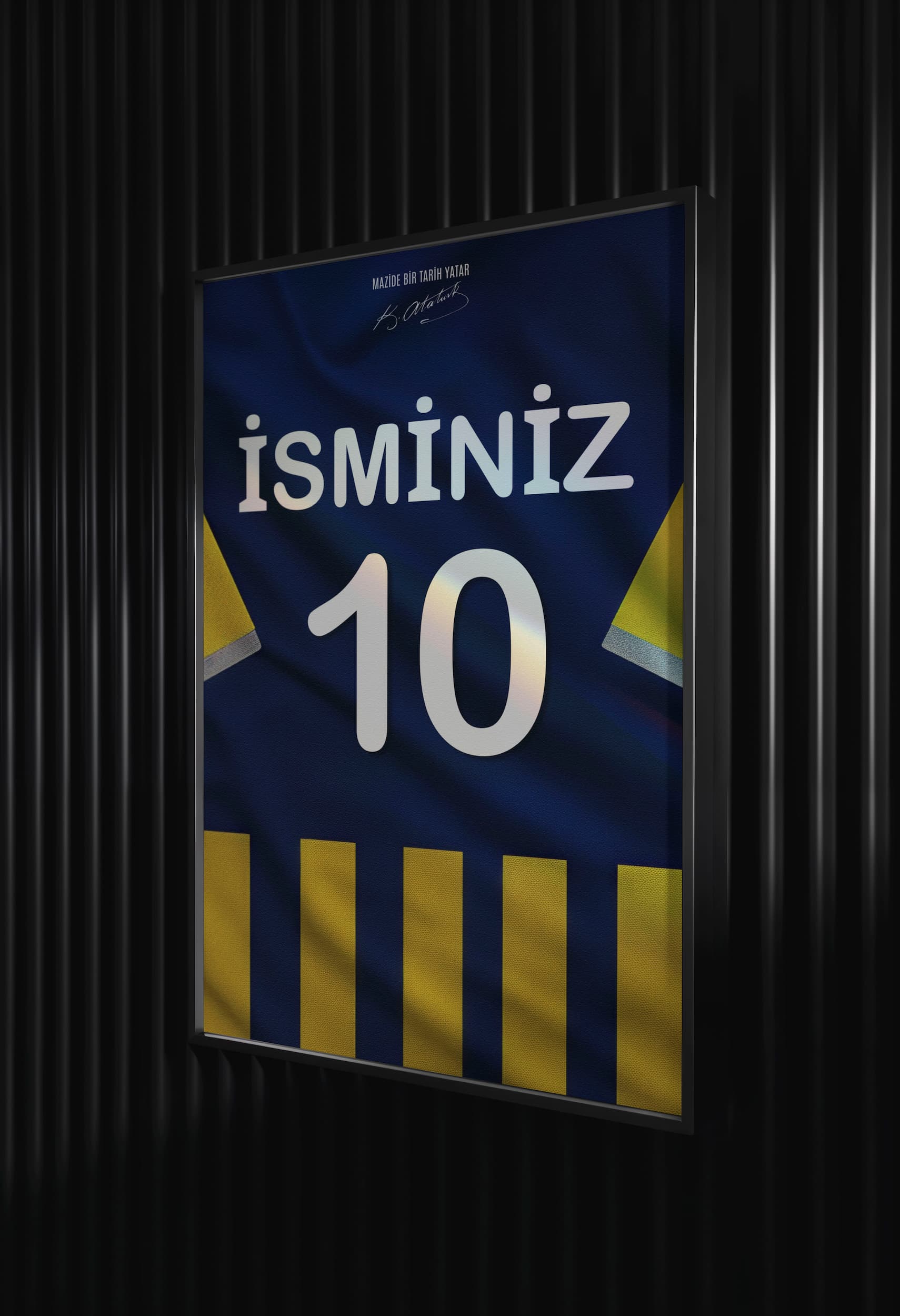 11625155 Sarı Lacivert Forma Arkası İsim ve Numaralı Taraftar Poster Tablo - Görsel 1