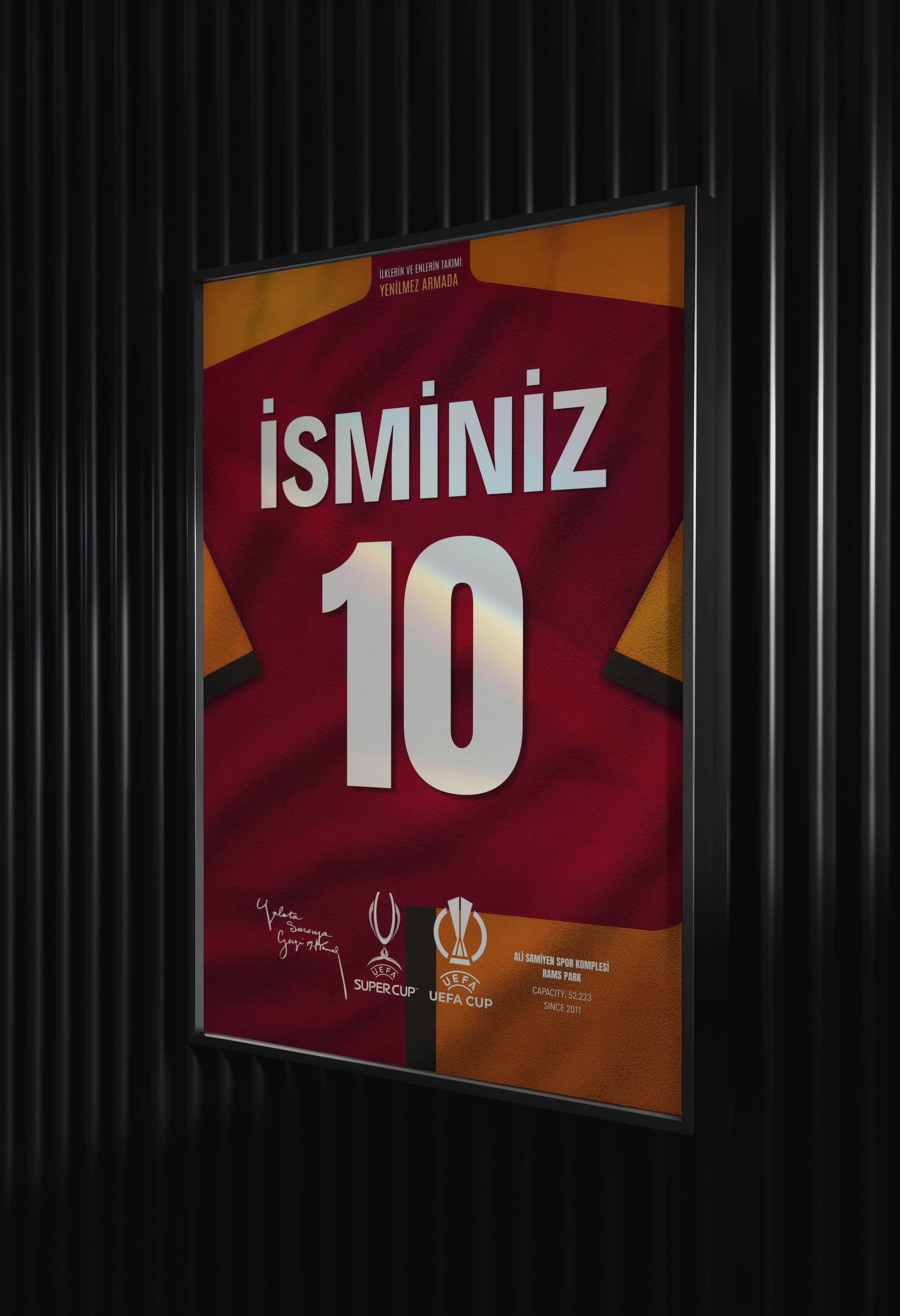 gs Sarı Kırmızı Forma Arkası İsim ve Numaralı Taraftar Poster Tablo - Görsel 1