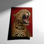 Kükreyen Leopar Kırmızı Estetik Poster
