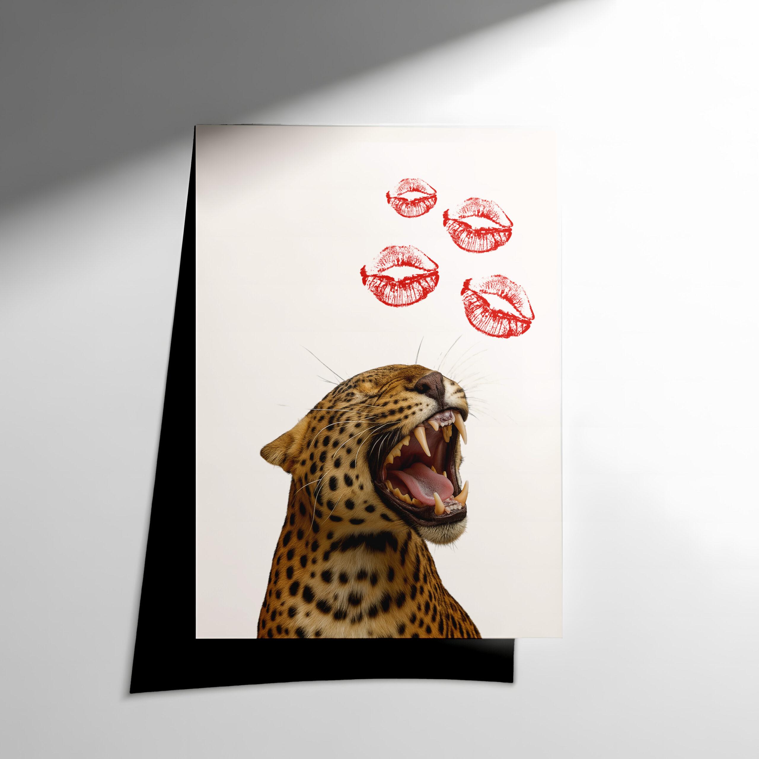31 Kükreyen Leopar ve Dudaklar Poster - Görsel 1