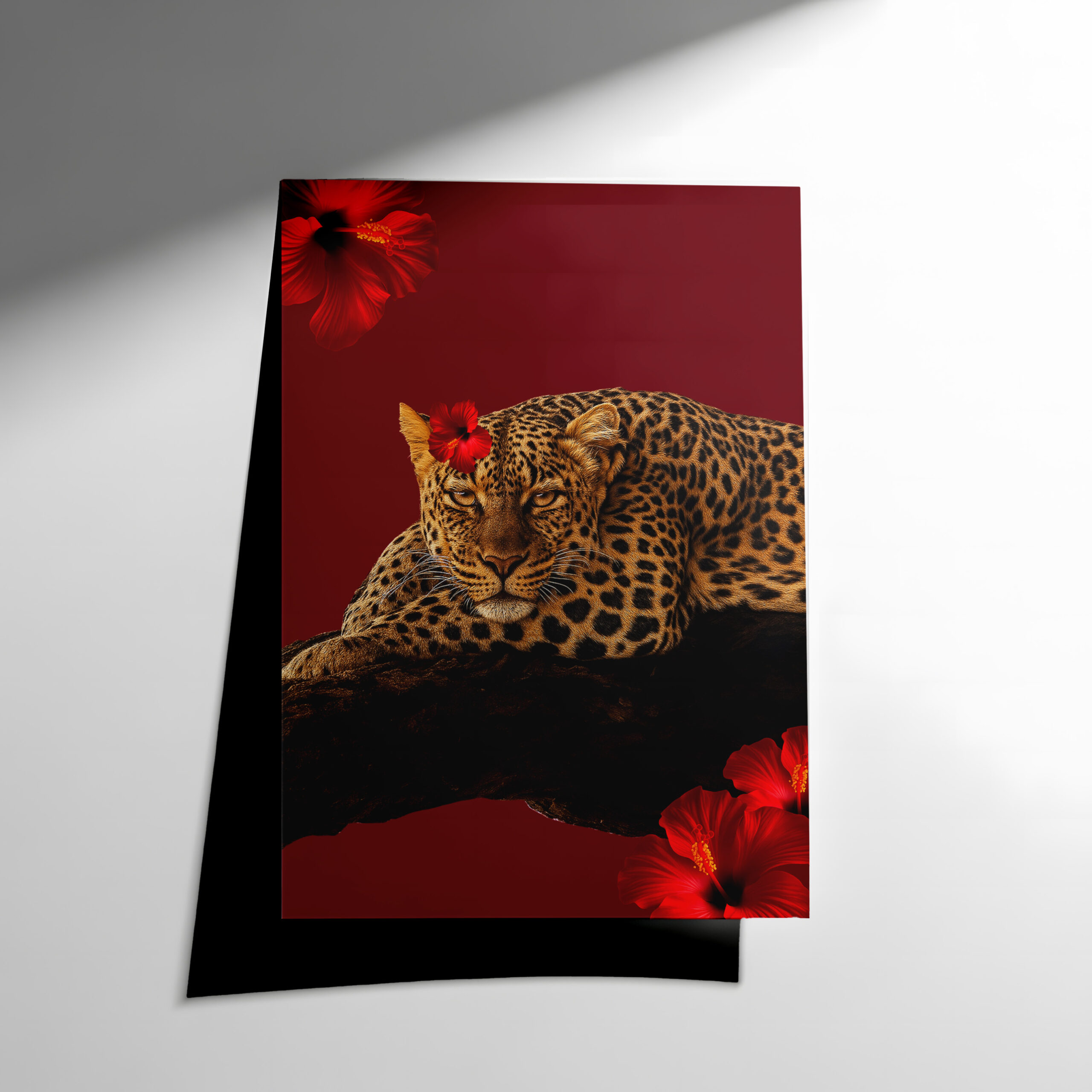 43 Dinlenen Leopar Kırmızı Poster - Görsel 1