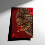 Uyuyan Leopar Kırmızı Estetik Poster